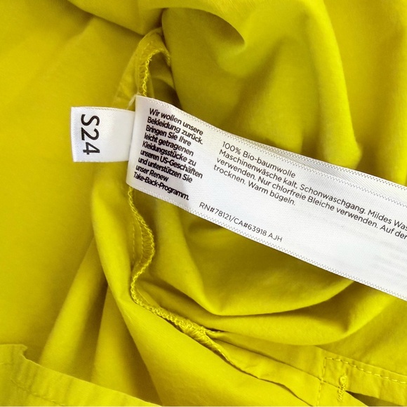 Eileen Fisher Organic Cotton Poplin Collar Short Shirt - Size Small - Chartreuse - Picture 8 of 14